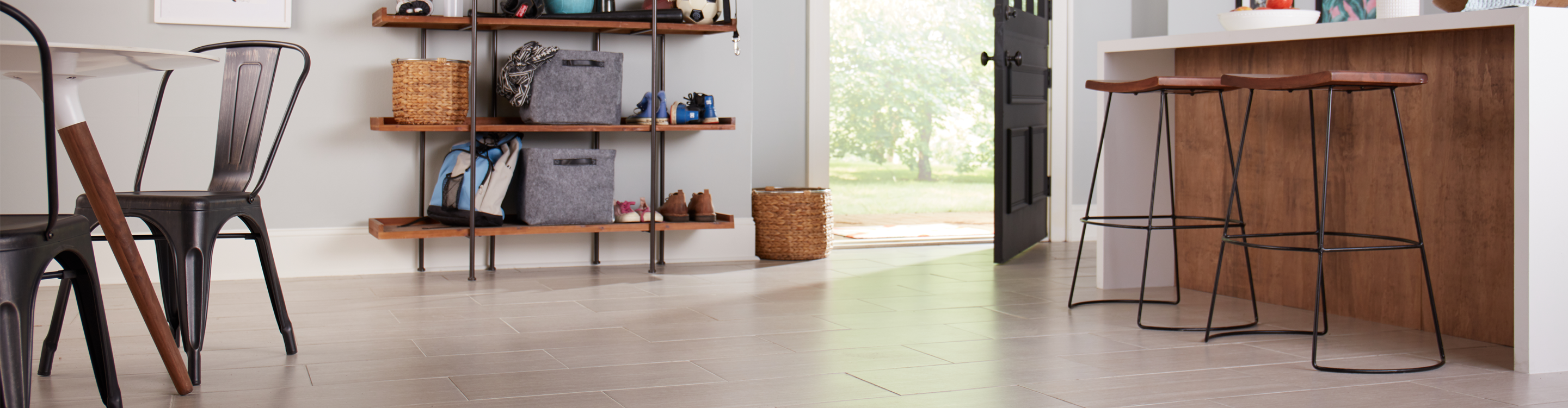 wood look tile in kitchen